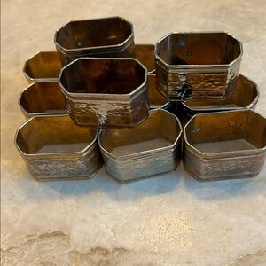 Set of 12 possible nickel plated  Brass Hammered Napkin Rings